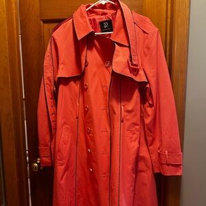 New York & Company Bold Coral Trench Coat